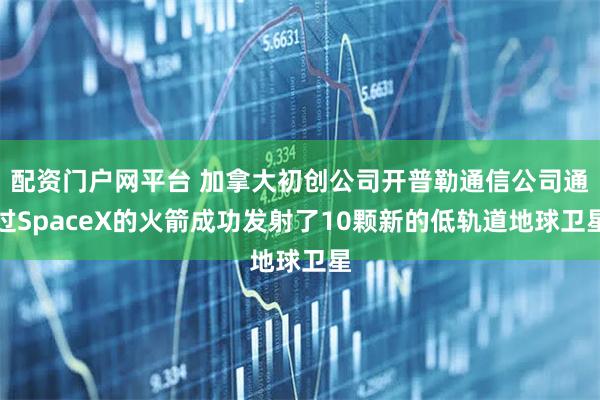 配资门户网平台 加拿大初创公司开普勒通信公司通过SpaceX的火箭成功发射了10颗新的低轨道地球卫星